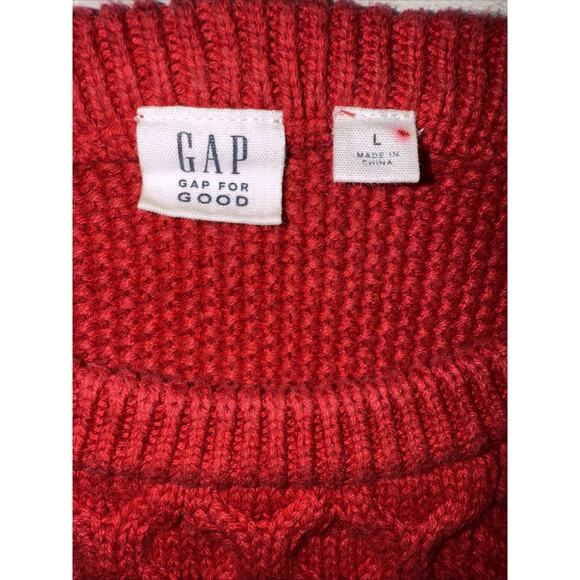 Gap Red Cable Knit Cotton Sweater Women’s Large - Picture 2 of 7